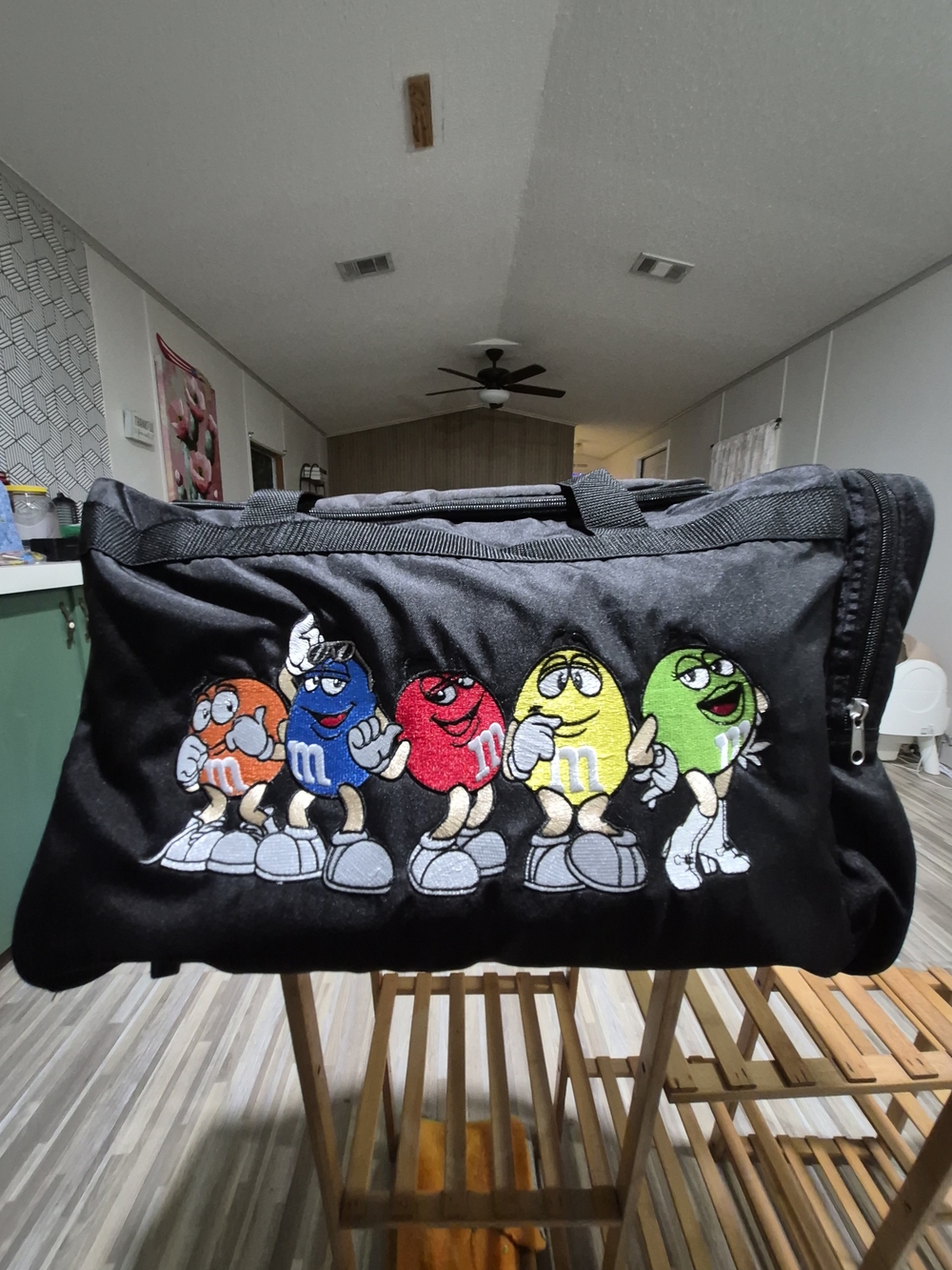 Y2K M&M's Black Duffel Bag with Colorful M&M Characters